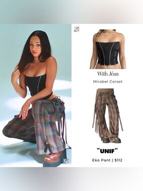 UNIF Plaid Eko Cargo Strappy Pants - Size 25 - AS SEEN ON MANON KATSEYE